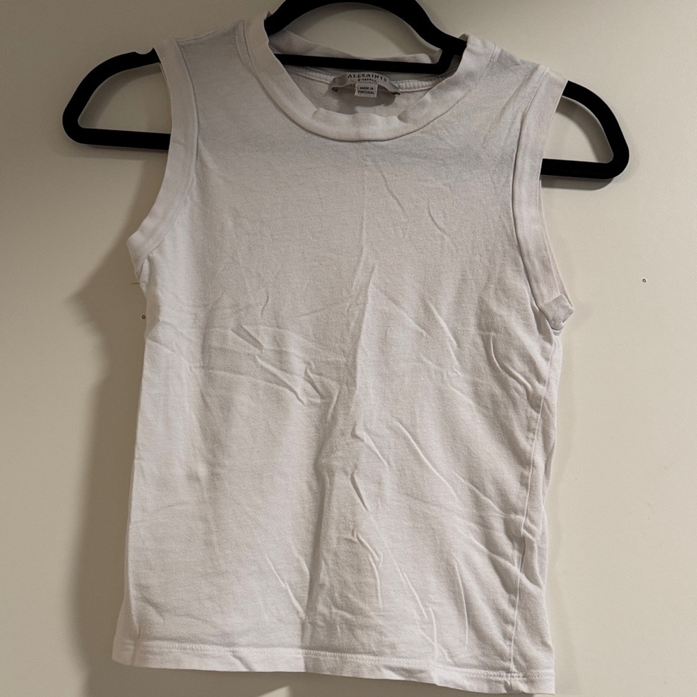 All Saints Classic White Muscle Tee - Picture 3 of 5